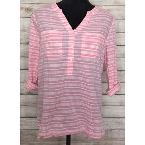 Gap Pink and White Striped Tunic Blouse